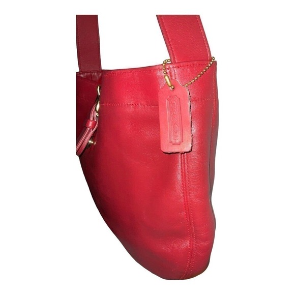 COACH Soho Women’s Vintage Buckle Red 'Poppy' Leather Hobo Bag Made in USA - Picture 5 of 16